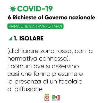 SEI RICHIESTE AL GOVERNO NAZIONALE, PRIMA CHE SIA TROPPO TARDI