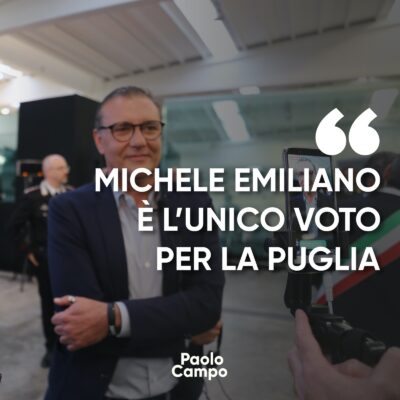 Michele Emiliano è l’unico voto per la Puglia