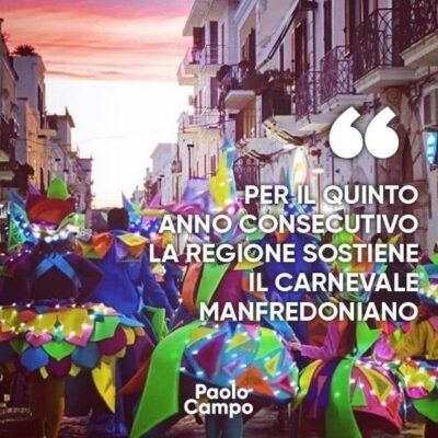 Per il quinto anno consecutivo la Regione Puglia sostiene il carnevale manfredoniano