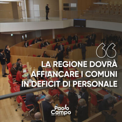 La Regione dovrà affiancare i Comuni in deficit di personale