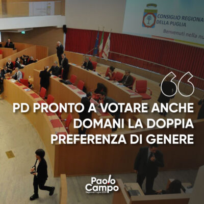 PD pronto a votare anche domani la doppia preferenza di genere