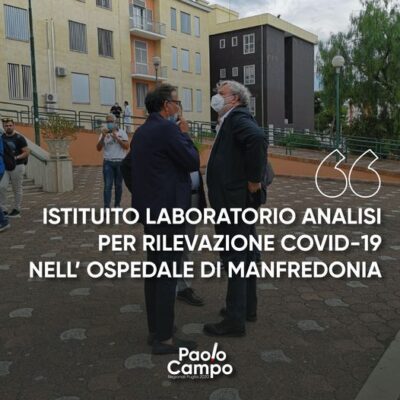 Istituito laboratorio analisi per rilevazione covid-19 nell’Ospedale di Manfredonia