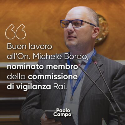 Buon lavoro all’On. Bordo, nominato membro della commissione di vigilanza Rai