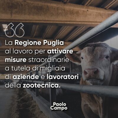 Misure straordinarie a tutela di migliaia di aziende e lavoratori della zootecnica