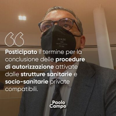 Posticipato il termine per la conclusione delle procedure di autorizzazione attivate dalle strutture sanitarie e socio-sanitarie private compatibili